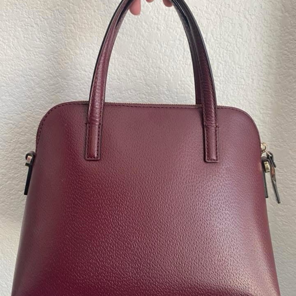 Kate Spade Burgundy Satchel with Structured Design and Bow - Picture 3 of 6